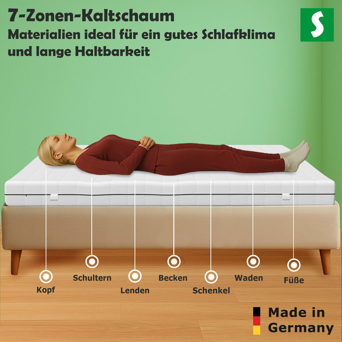 FEDERKERNMATRATZE Orthopädische H3 Komfort 160x200 cm - Weiß, Textil (160/200cm) - Schlaftroll