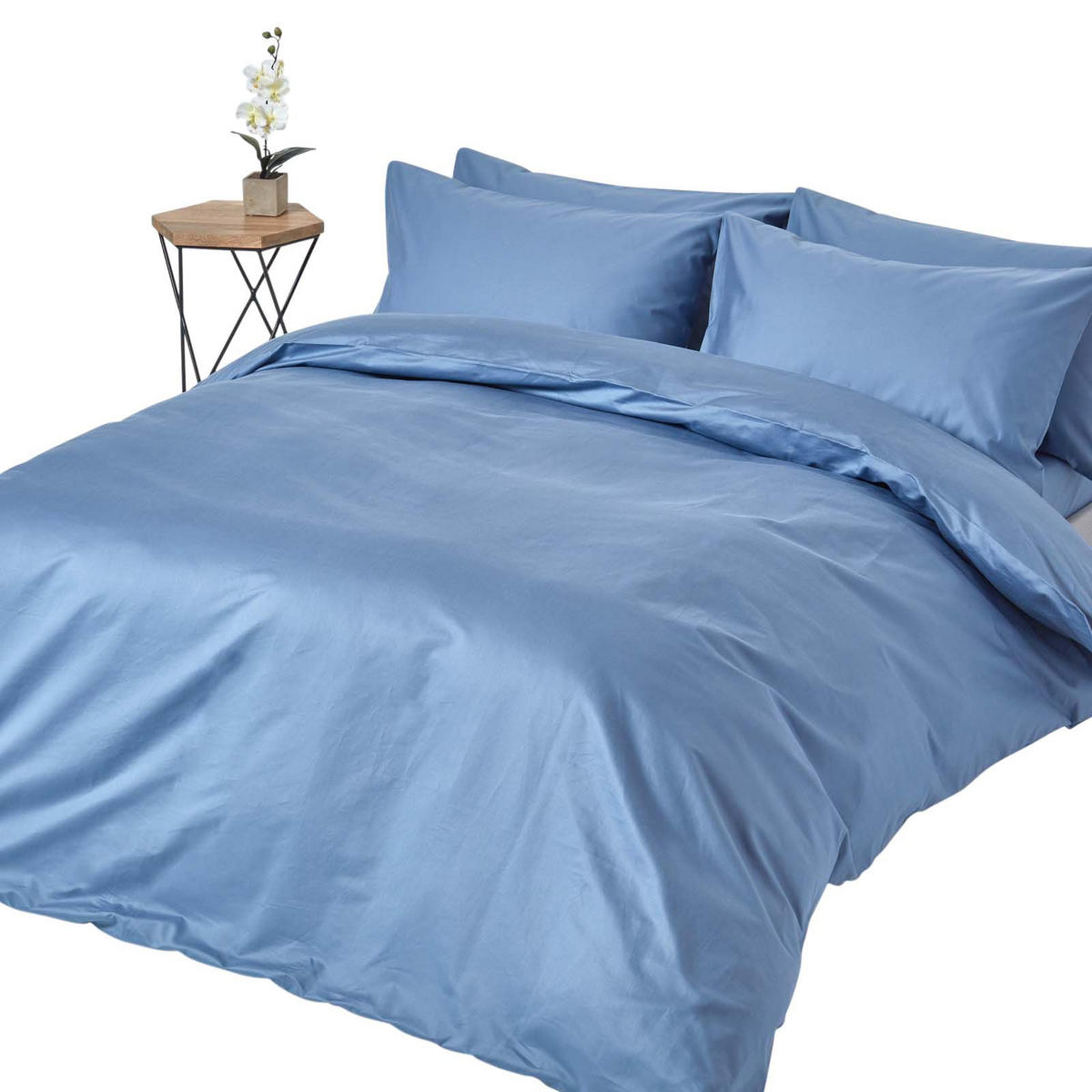 BETTWÄSCHE Premium, Ägyptische Baumwolle, Fadendichte 1000 - Blau, Textil (200/200cm) - Homescapes