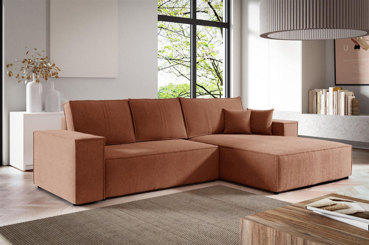 ECKSOFA Levio - Altrosa, Holzwerkstoff/Textil (294/185cm) - Fun Möbel