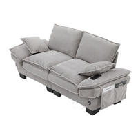 2-SITZER-SOFA DE-33744 mit USB-C Hellgrau - Hellgrau, Holzwerkstoff (190/73cm) - ComfortXL