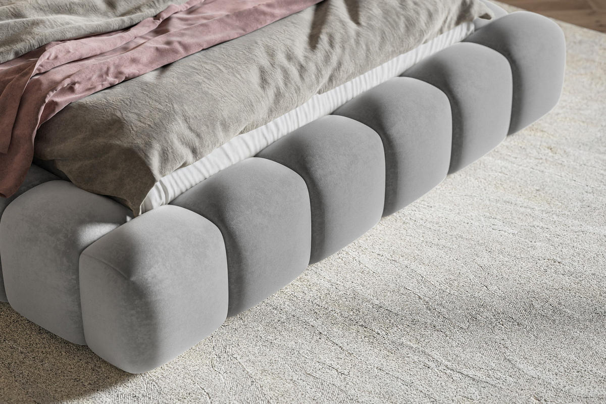 POLSTERBETT 160x200 cm Madeno mit Bettkasten, Samtstoff, Hellgrau - Hellgrau, Holz/Textil (160/200cm) - Emporius