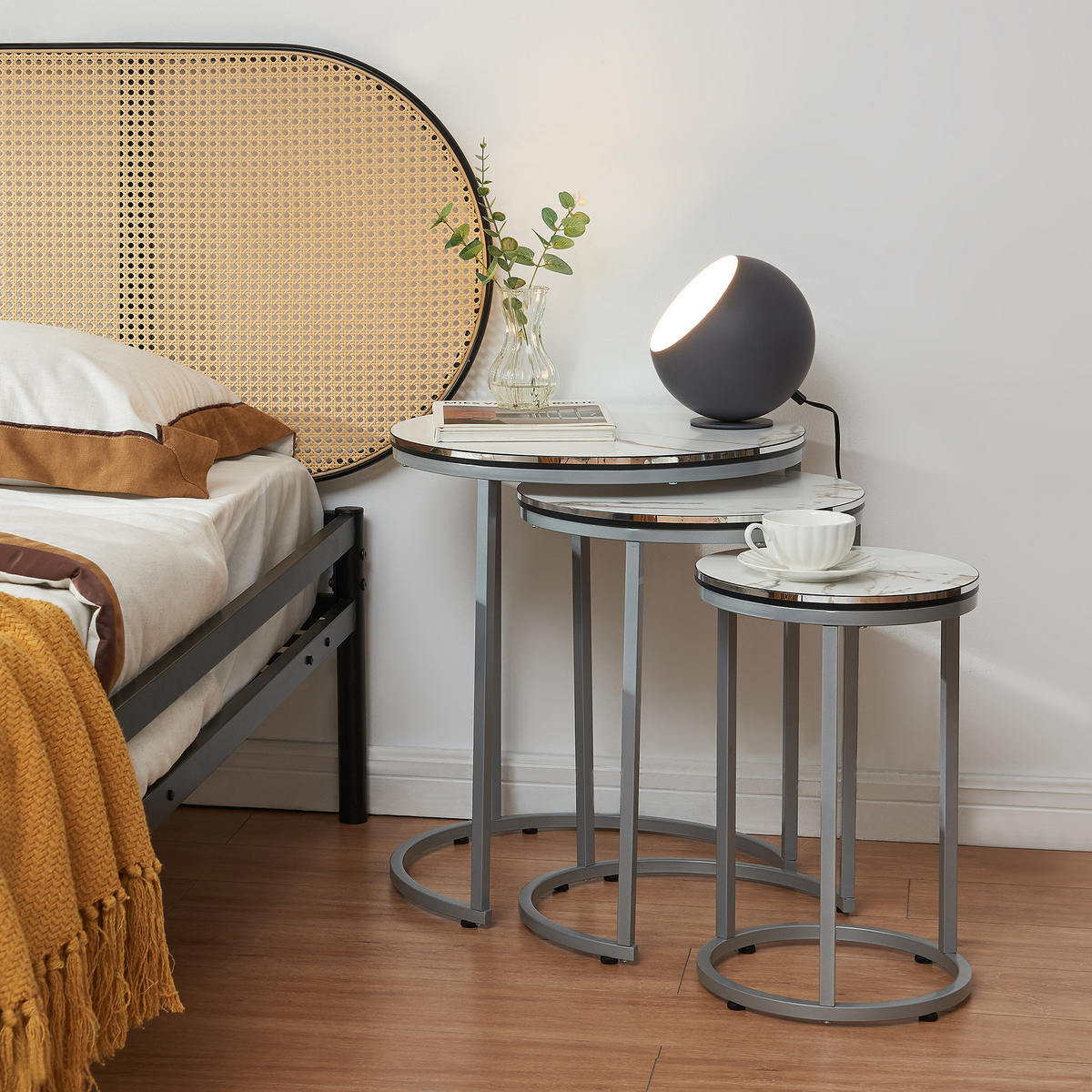 SATZTISCH Bornholm 50/50/55 - Weiß, Holzwerkstoff (50/50/55cm) - [en.casa]