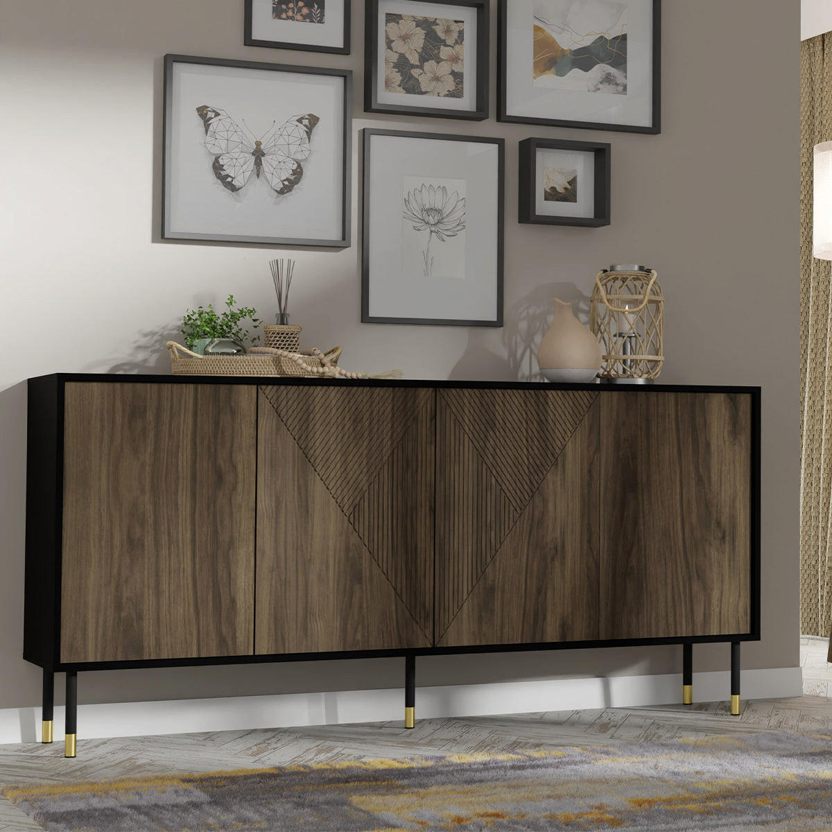 SIDEBOARD Aglaé Holz und Schwarz - Schwarz, Holzwerkstoff (180/88/40cm) - Petits-meubles