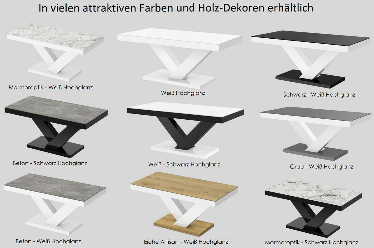 COUCHTISCH rechteckig Marmor dunkel Weiß Hochglanz 120/60/49 cm - Weiß Hochglanz/Anthrazit, Holzwerkstoff (60/120/49cm)