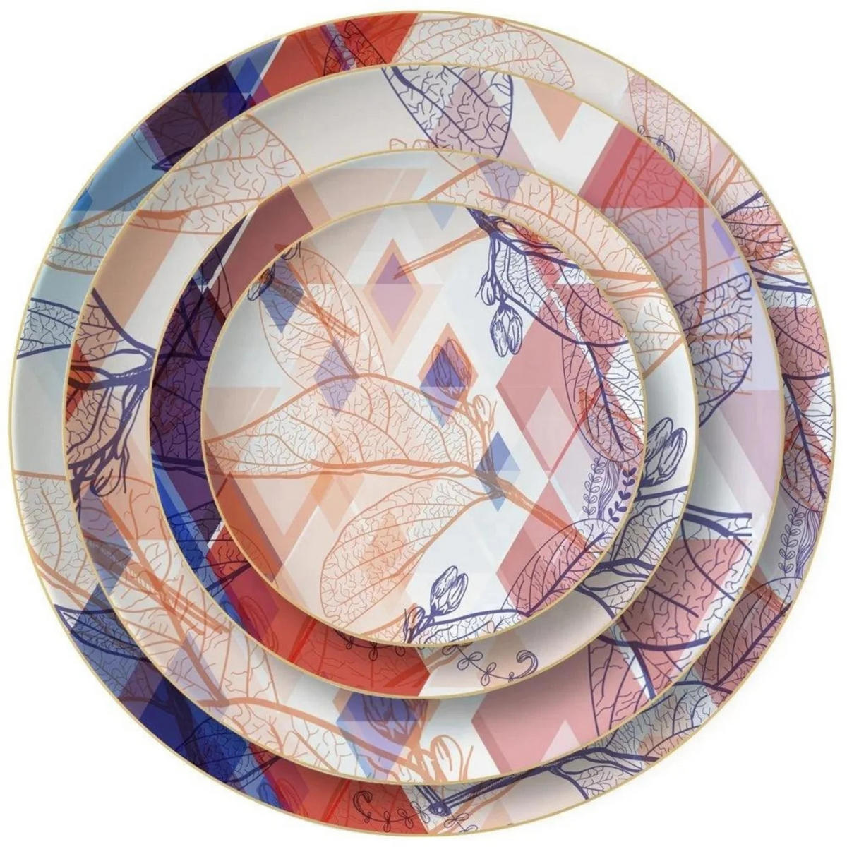 TELLERSET Klassisch Luxus Bone China Weiß Gold 4tlg Ø30 Ø27 Ø20 Ø16 cm - Multicolor, Keramik (30/2/2cm) - Quality Elegance