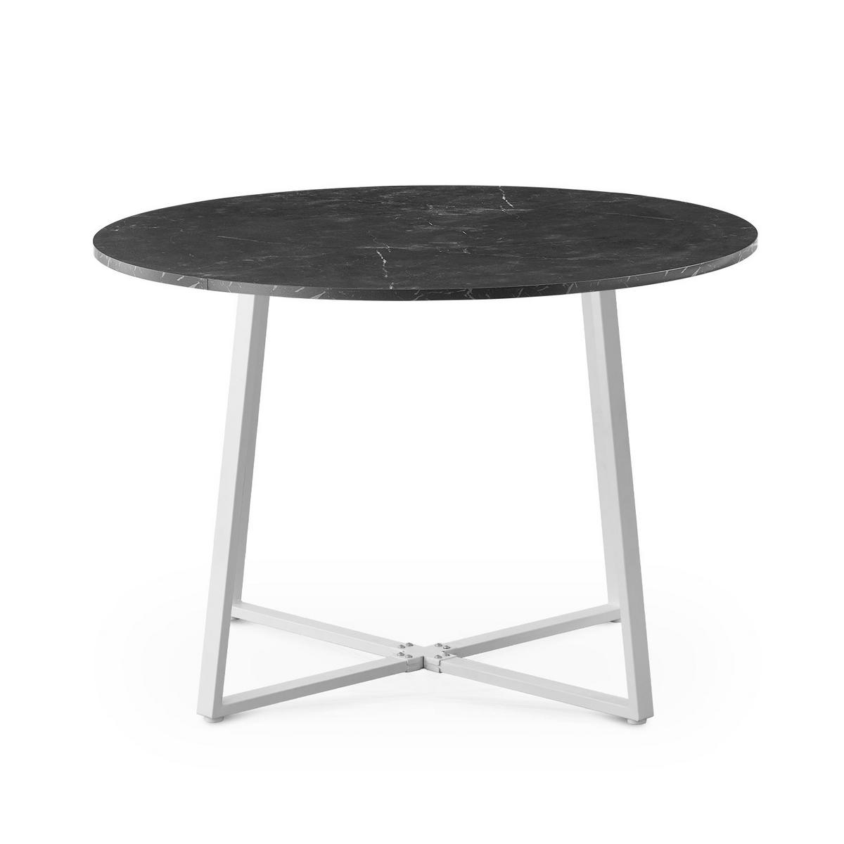 ESSTISCH NOA Marmor, 110/110/76 cm - Schwarz/Weiß, Holzwerkstoff/Metall (110/110/76cm) - B&D Home