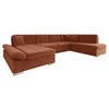 ECKSOFA Bergen, Seite: Links - Silberfarben/Terracotta, Holz/Textil (345/76/205cm) - MIRJAN24