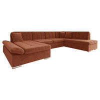 ECKSOFA Bergen, Seite: Links - Silberfarben/Terracotta, Holz/Textil (345/76/205cm) - MIRJAN24