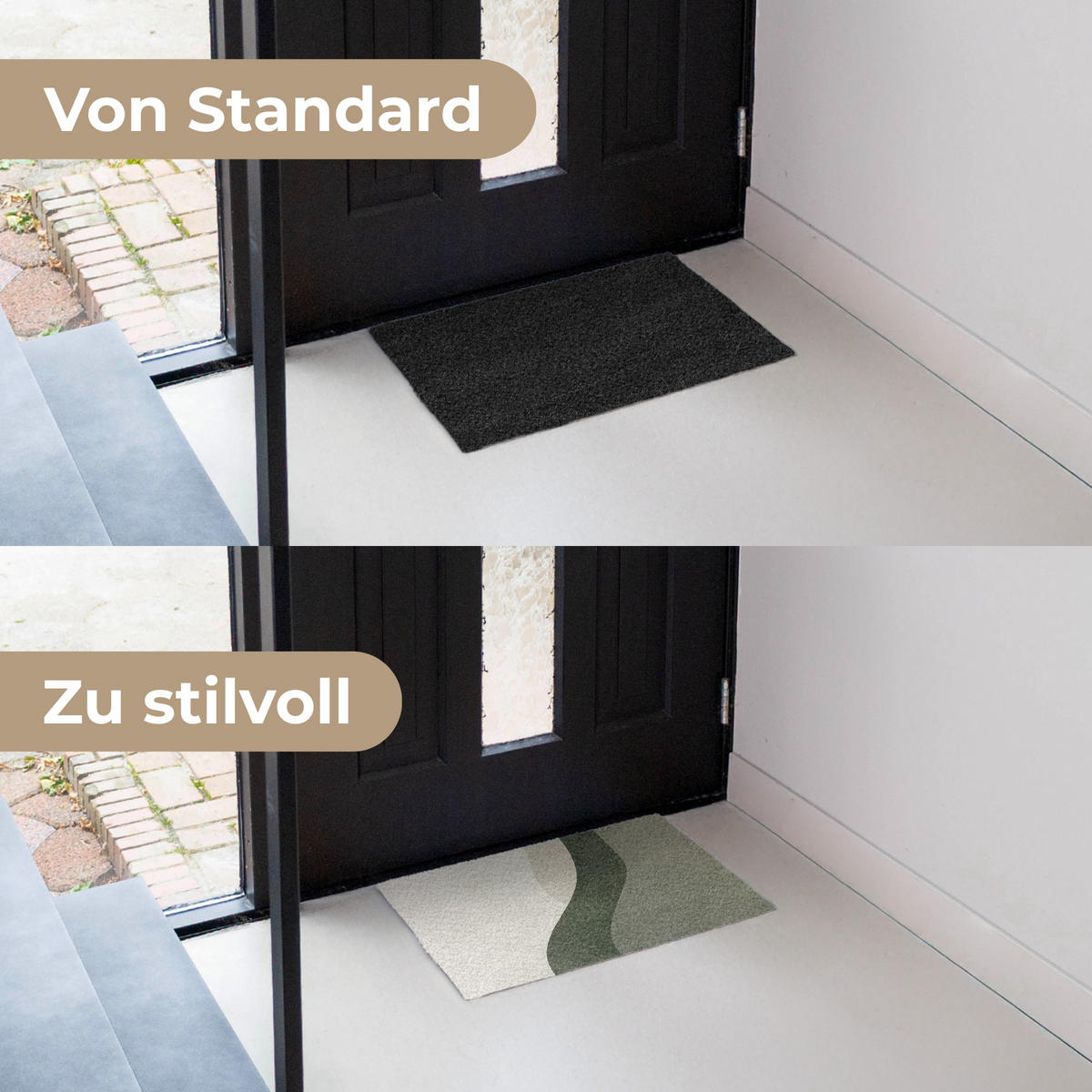 FUSSMATTE Japandi - Grün - Abstrakt - Modern 60x40 cm - Olivgrün, Kunststoff (60/0.4cm) - MuchoWow