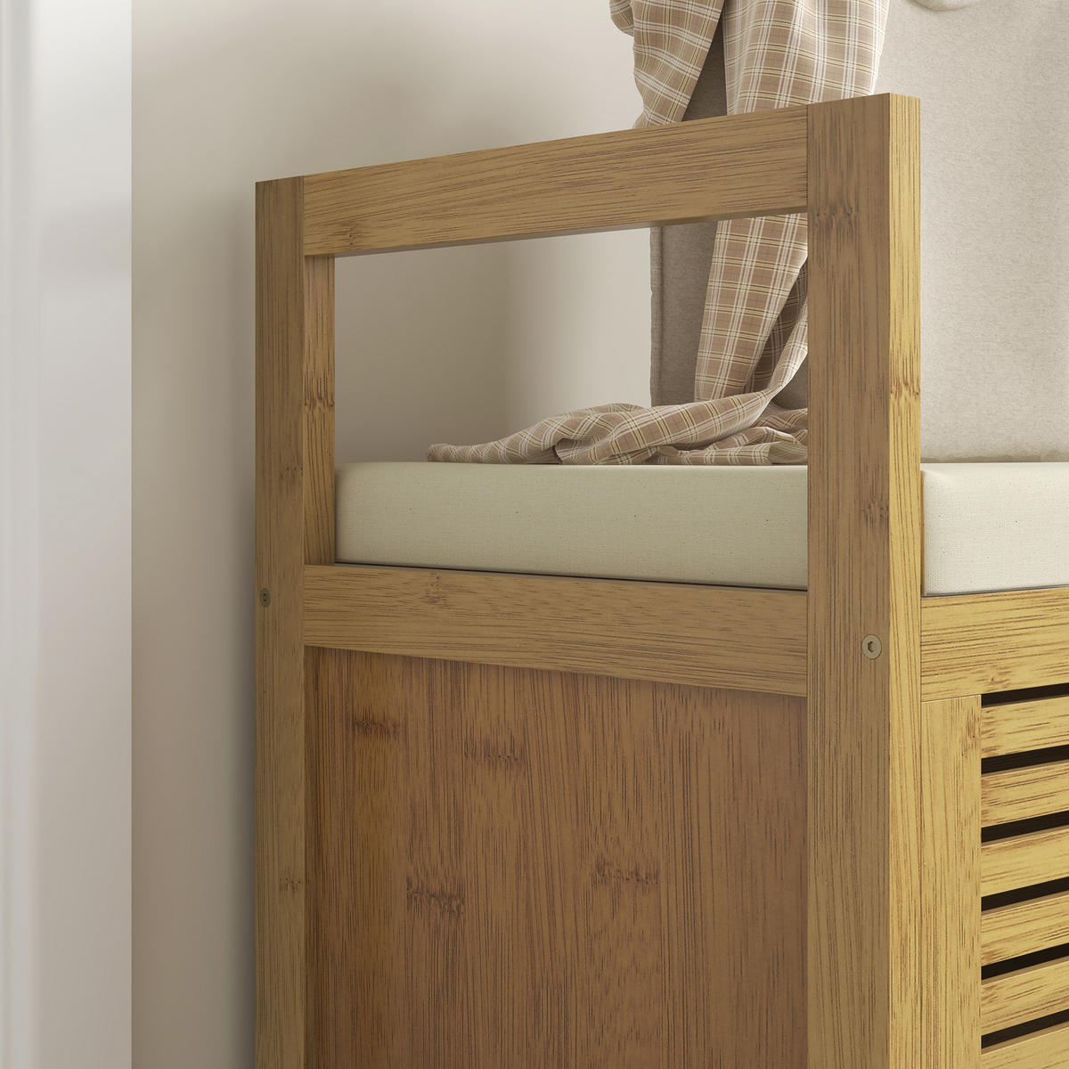 SCHUHBANK mit Klappdeckel, für Diele, Flur, Bambus, Natur - Naturfarben, Kunststoff (40/60/100cm) - HOMCOM