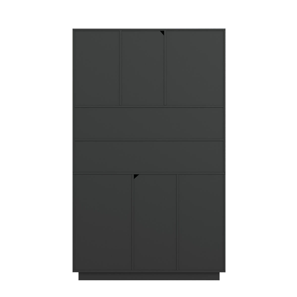BUFFET DE-37600 106/30/175 cm mit LED-Beleuchtung Schwarz - Schwarz, Holzwerkstoff (106/175/30cm) - ComfortXL