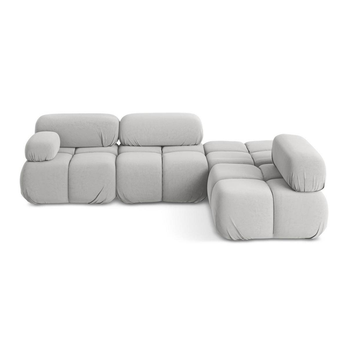 ECKSOFA Rechts Samt Stoff Grau - Silberfarben/Schwarz, Kunststoff/Textil (285/190cm) - LaMiaSofa