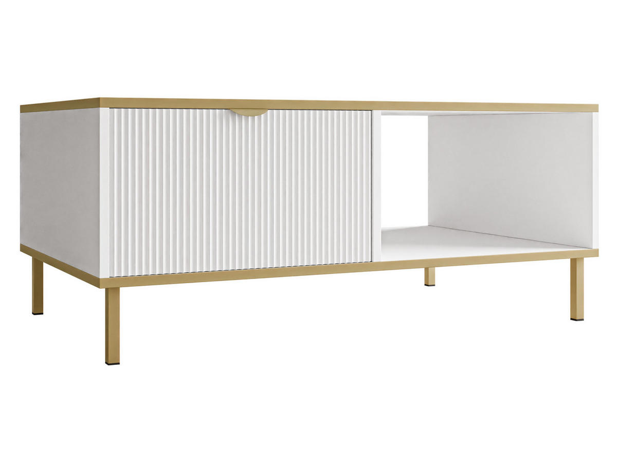 COUCHTISCH Werkoz - Goldfarben/Weiß, Holzwerkstoff/Metall (60/100/43cm) - MIRJAN24