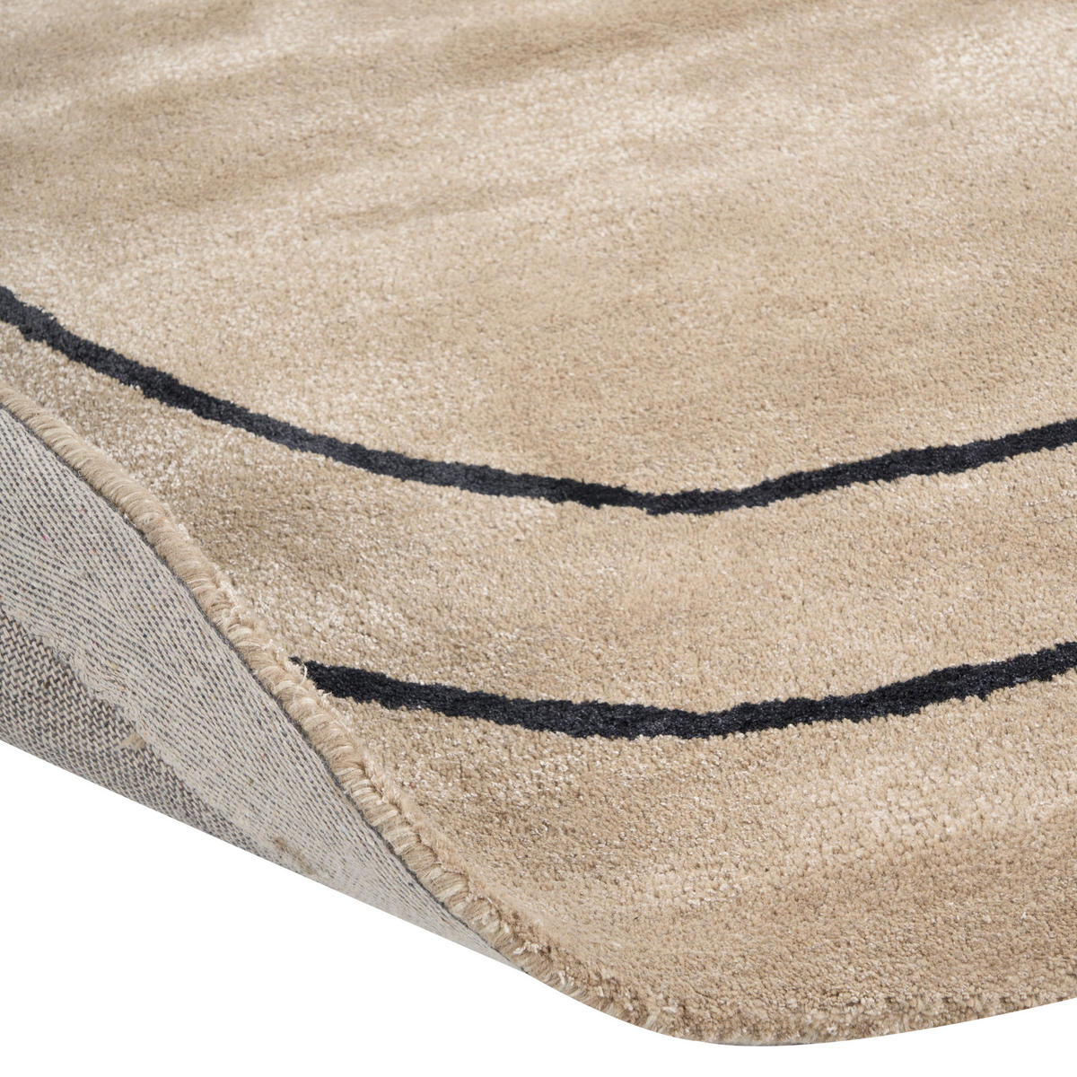 KURZFLOR-TEPPICH Beige 160/230 cm Digri - Beige/Schwarz, Textil (200/200cm) - Beliani
