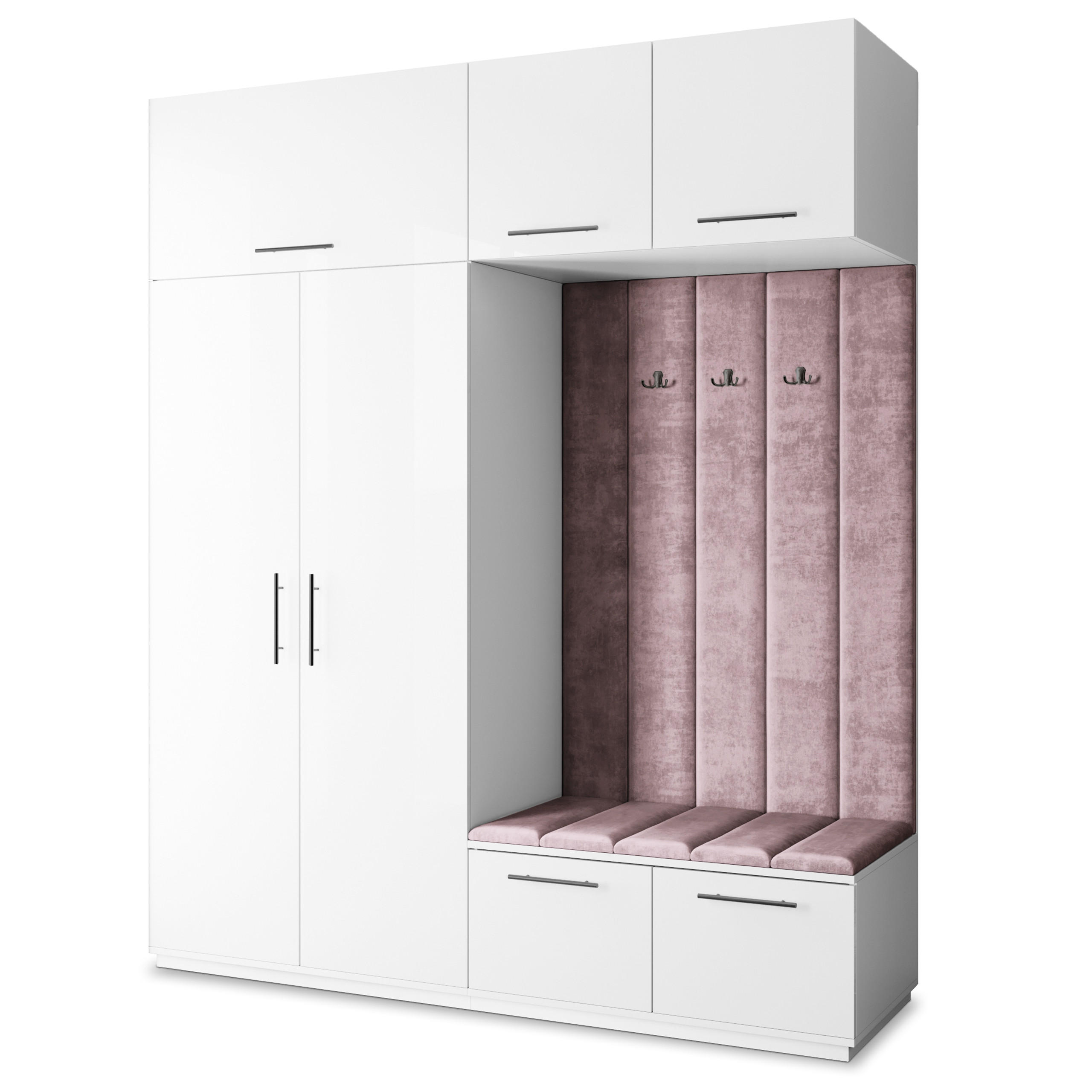GARDEROBENSCHRANK REMA 200/240/60 cm Modern Garderobe-Set Weiß - Lila/Weiß, Holzwerkstoff (200/240/60cm) - MASSENO