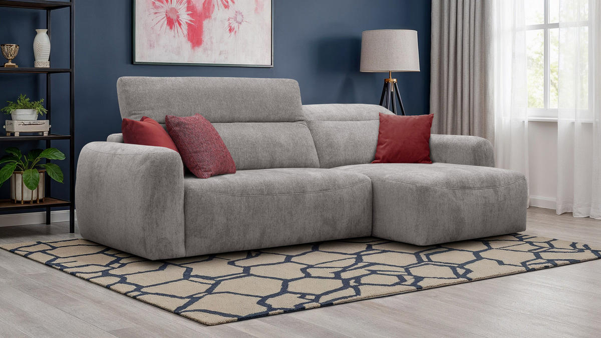 ECKSOFA NERO 4-Sitzer, platingrau - Schwarz/Grau, Holz/Textil (272/81/159cm) - Courtois Laville