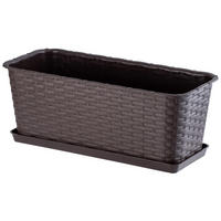 BALKONKASTEN mit Untersetzer 40 cm, Braun - Braun, Kunststoff (17/40cm) - KADAX