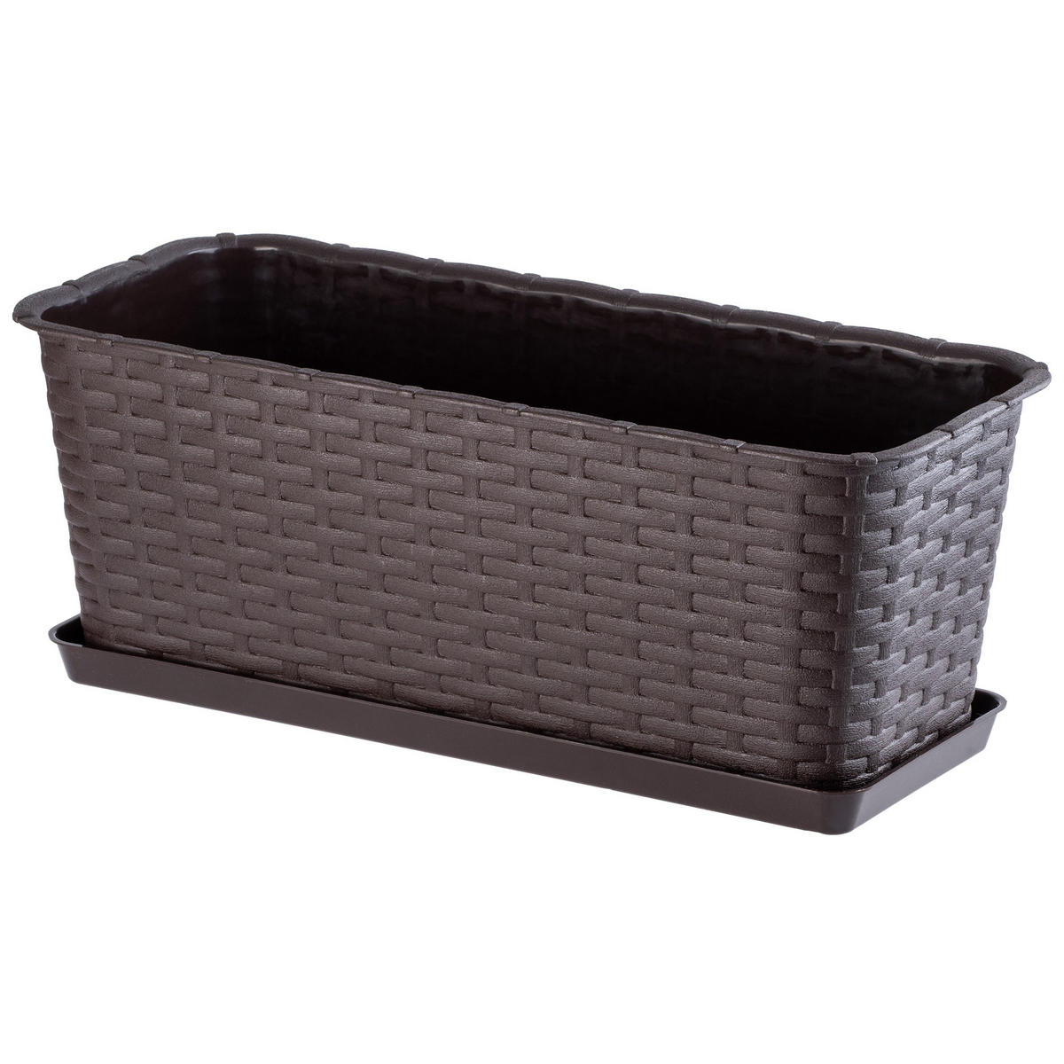 BALKONKASTEN mit Untersetzer 40 cm, Braun - Braun, Kunststoff (17/40cm) - KADAX