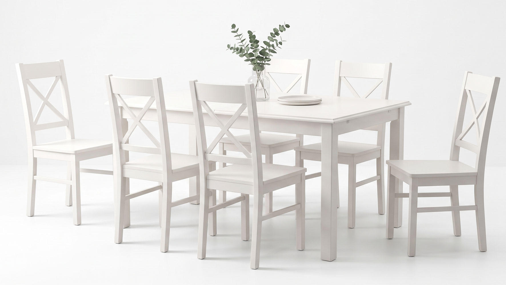 ESSZIMMER-SET Belluno Elegante 7-tlg Kiefer Weiß 150-197 / 93 / 75cm - Weiß, Holz (197/75/93cm) - Feldmann-Wohnen