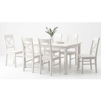 ESSZIMMER-SET Belluno Elegante 7-tlg Kiefer Weiß 150-197 / 93 / 75cm - Weiß, Holz (197/75/93cm) - Feldmann-Wohnen