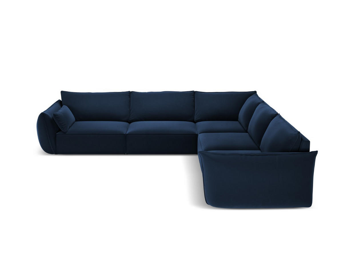 WENDBARES-ECKSOFA Kaelle aus Samt königsblau 7 Sitzplätze - Blau, Textil (286/286cm) - Micadoni
