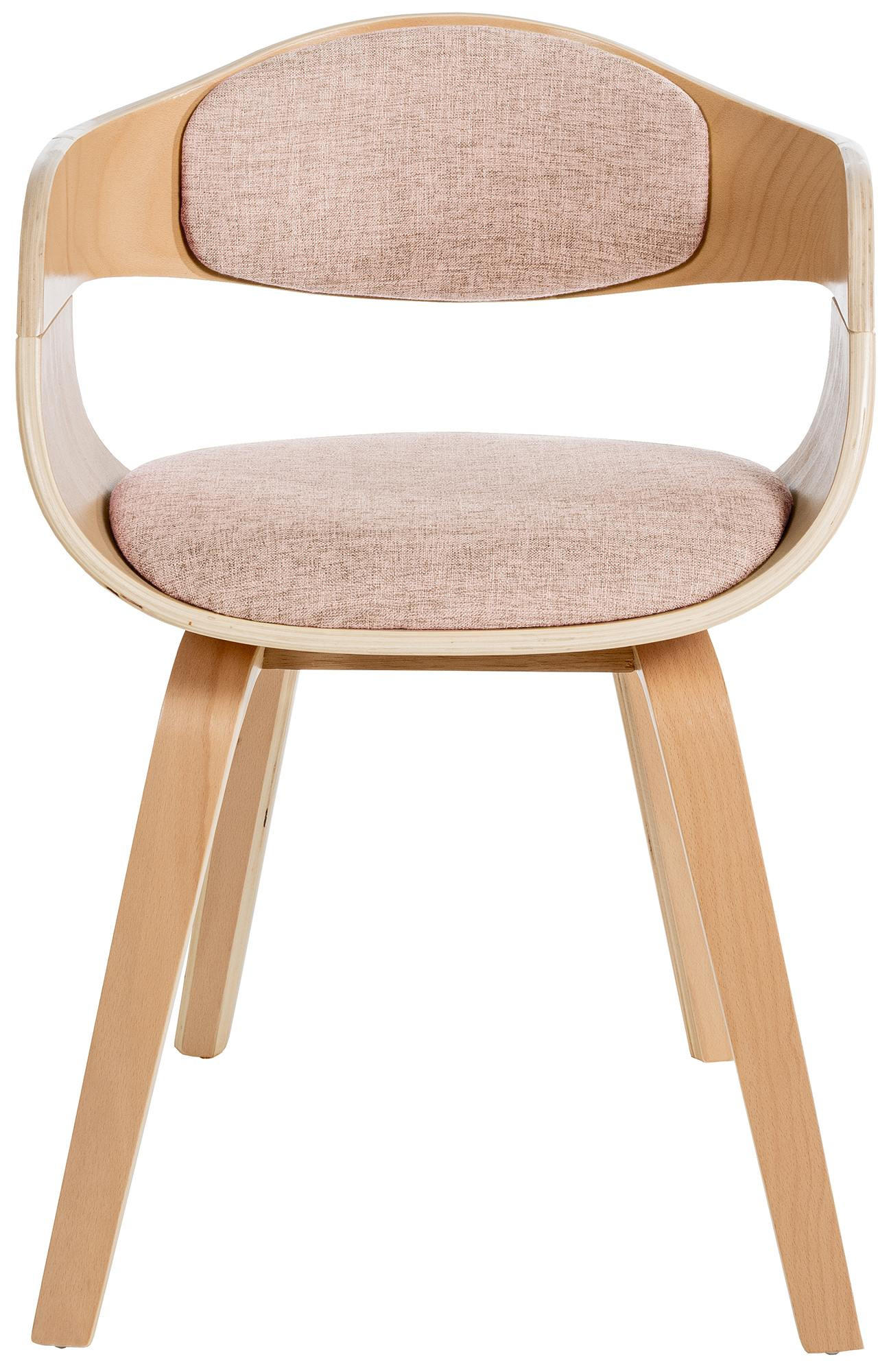 ARMLEHNENSTUHL 2er Set Stoff Natura/Creme - Eukalyptusholzfarben/Creme, Holz/Textil (49/73/46cm) - CLP