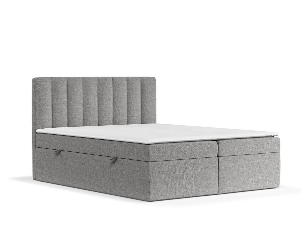 BOXBETT Novento Grau 140/200 cm mit Matratze und Topper - Schwarz/Grau, Holz/Holzwerkstoff (140/200cm) - Maison de Reve
