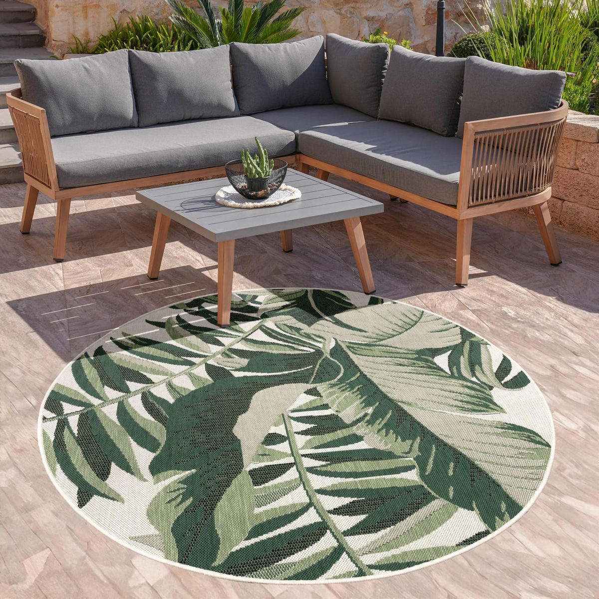 OUTDOOR-TEPPICH OSTENDE 551 GRÜN 120D - Grün, Kunststoff (120/120cm) - Paco Home