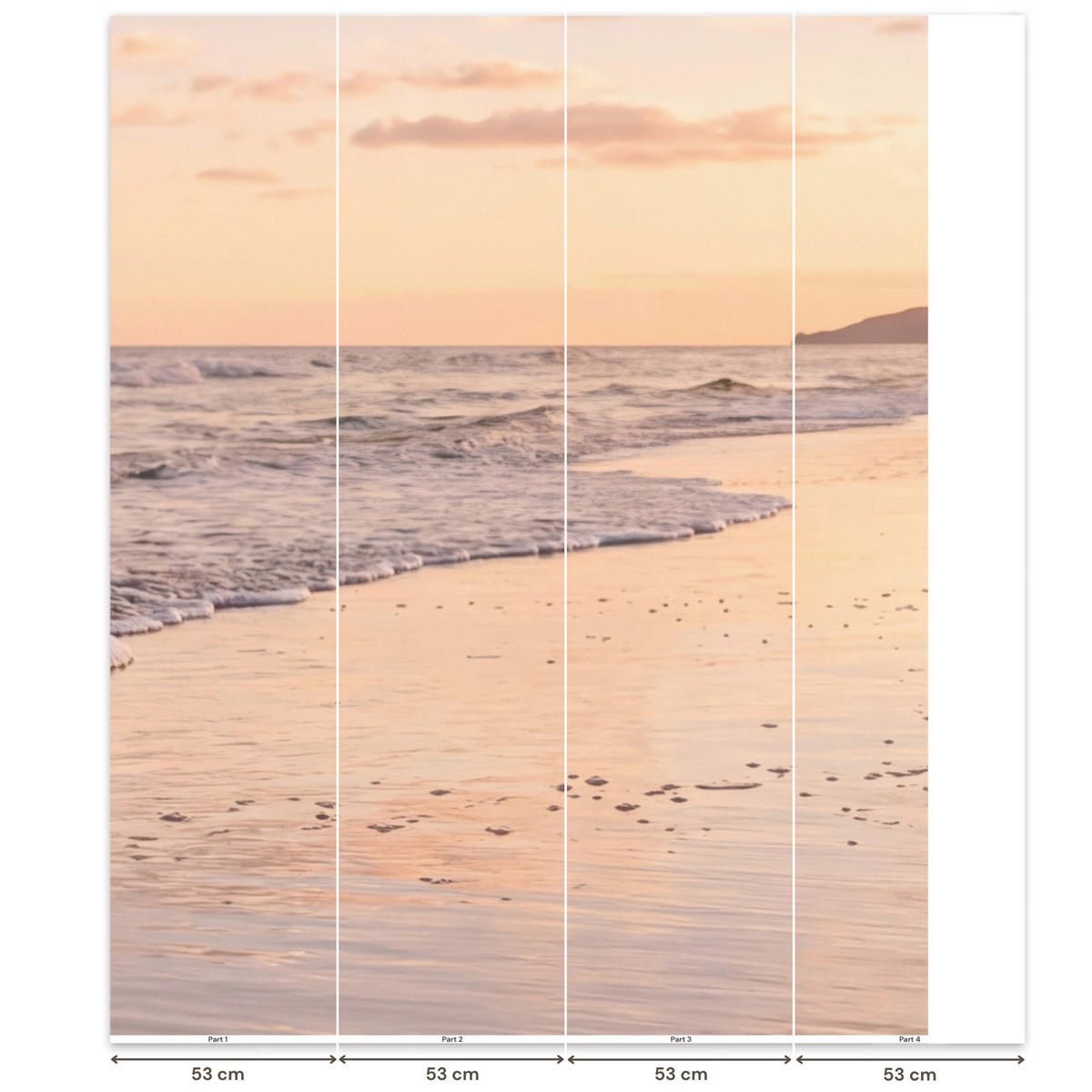 TAPETE - Strand - Brandung - Wolken - 180x220 cm - Hellrosa, Papier (180/220cm) - OnlyWow