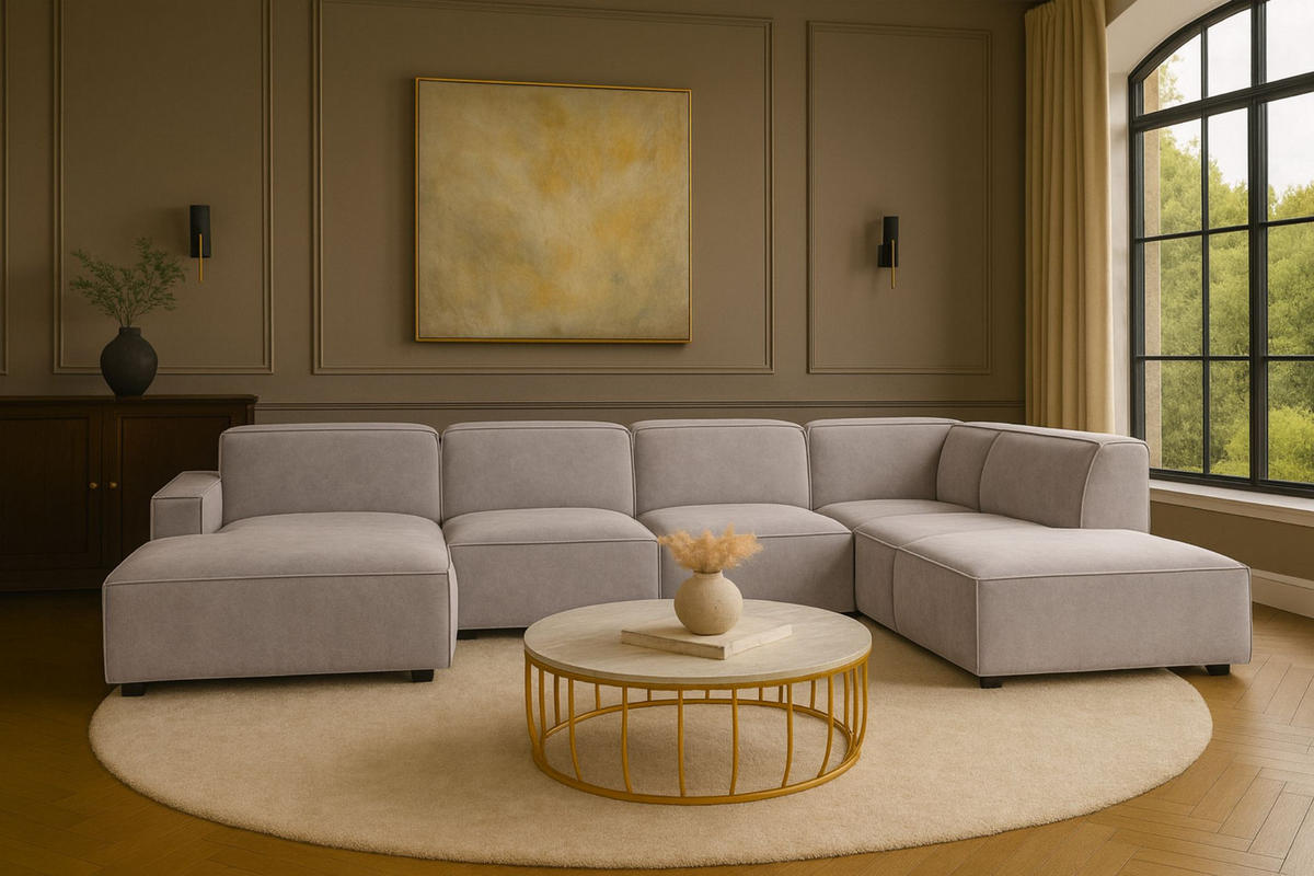 ECKSOFA Cursal V, Stoff Salvador, Grau, Rechts - Grau, Holz (364/262cm) - Kaiser Möbel