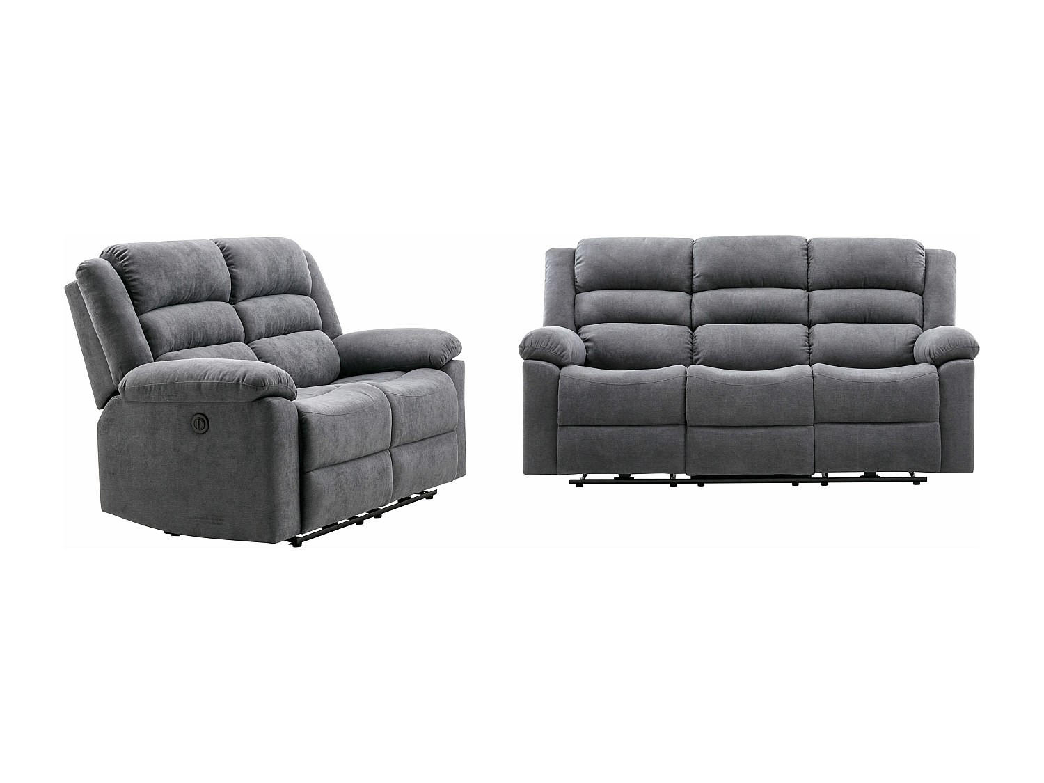 COUCHGARNITUR - 5 Personen - stoff - grau Burolo - Grau, Kunststoff/Textil (144/103/95cm) - Vente-Unique