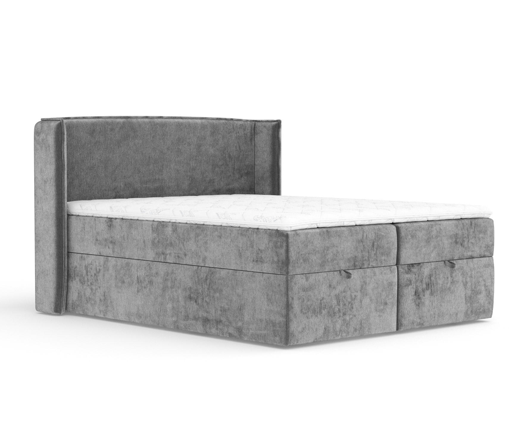 BOXBETT Passion Dunkelgrau 160/200 cm mit Matratze und Topper - Dunkelgrau/Schwarz, Holz/Holzwerkstoff (160/200cm) - Maison de Reve