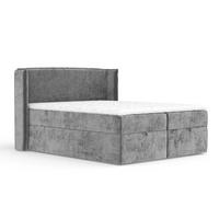 BOXBETT Passion Dunkelgrau 140/200 cm mit Matratze und Topper - Dunkelgrau/Schwarz, Holz/Holzwerkstoff (140/200cm) - Maison de Reve