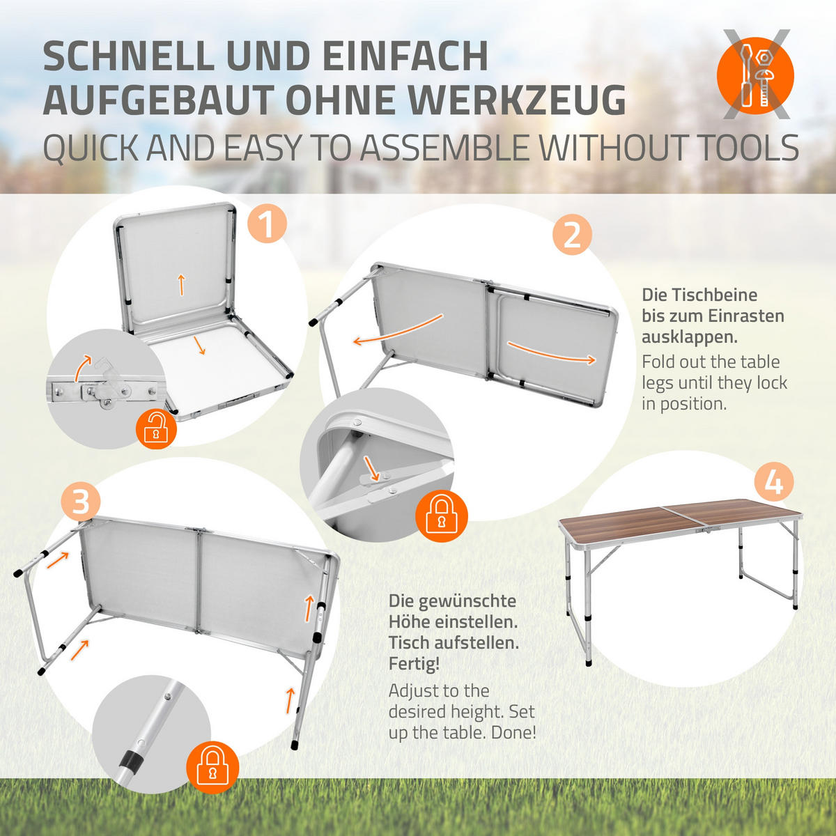 CAMPINGTISCH - Braun, Holzwerkstoff (120/60/70cm) - ECD-Germany
