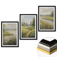 WANDBILDER 3er-Set - 40x60 cm Schwarzer Rahmen - Frühlingslandschaft Flusswiese - Schwarz, Kunststoff (40/60cm) - ArtPrintCave