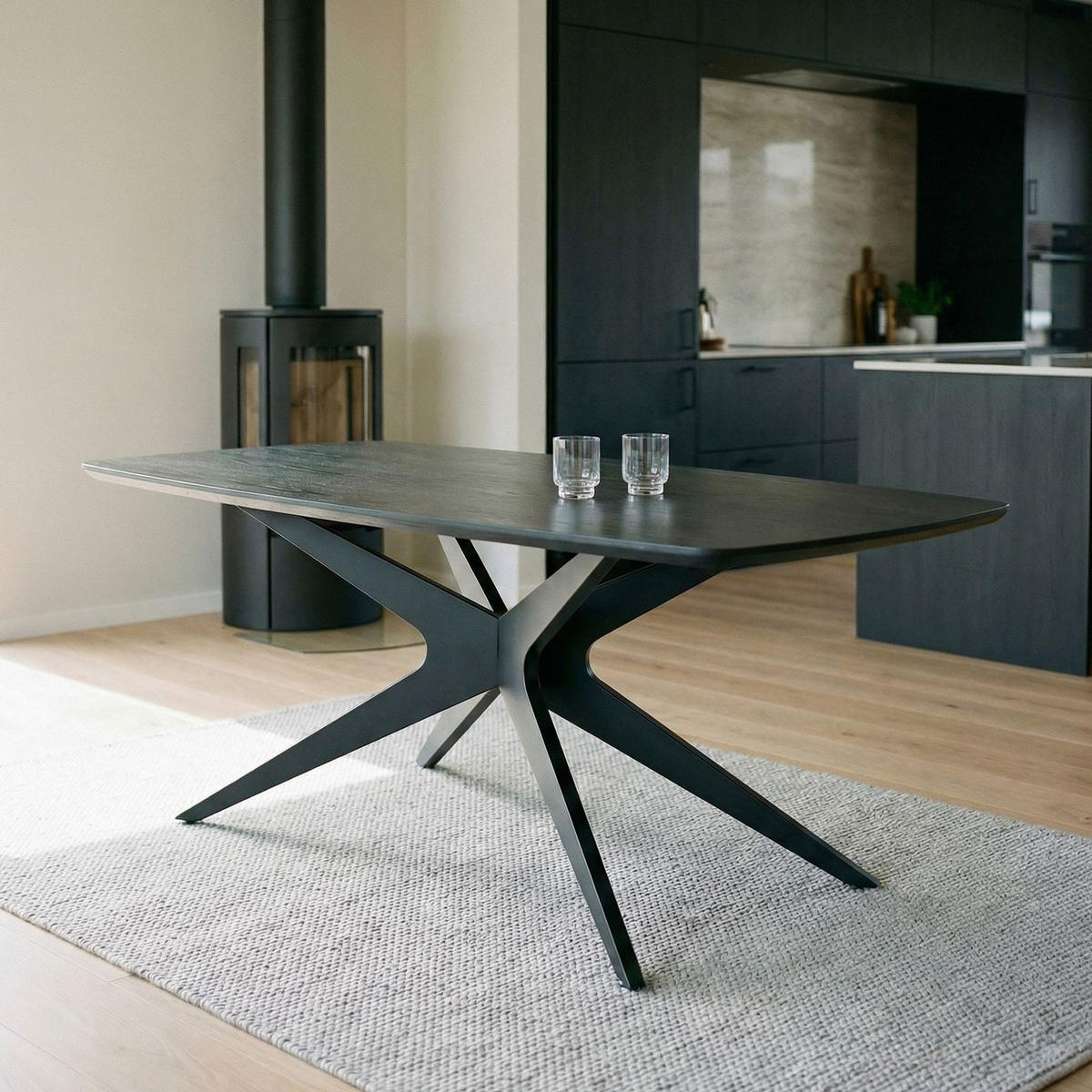 ESSTISCH TAVO schwarz - Schwarz, Holzwerkstoff (90/180/76cm) - IDIMEX