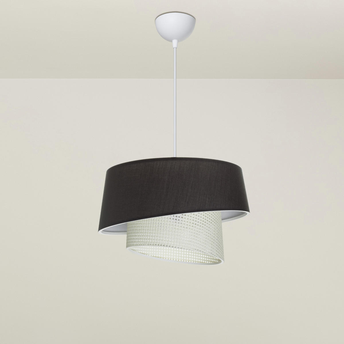 HÄNGELEUCHTE Wigan - Dunkelgrau/Weiß, Kunststoff/Textil (34/34/65cm) - lux.pro
