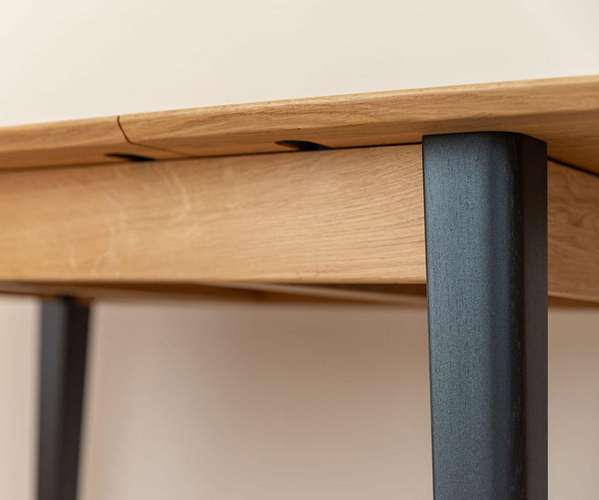 ESSTISCH Orbetello Eiche Natur / Schwarz 120-165 / 80 / 74,5cm - Hellbraun/Schwarz, Holz (80/165/74.5cm) - Feldmann-Wohnen