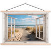 POSTER Fenster - Meer - Küste - Natur - Fensterblick - Strand - Wattenmeer 60x40 cm - Beige, Textil (60/40/0.15cm) - MuchoWow
