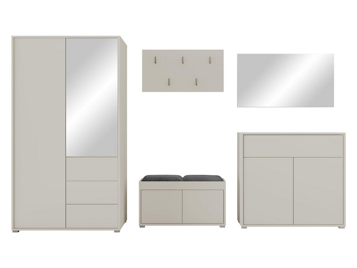 GARDEROBEN-SET Gesita V - Kaschmir/Silberfarben, Holzwerkstoff/Kunststoff (100/178/59cm) - MIRJAN24