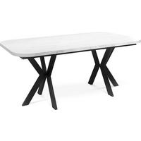 ESSTISCH Olivia ausziehbar rechteckig, Marmor Weiß 200-280/100/76 - Ecru/Schwarz, Holzwerkstoff/Metall (100/280/76cm) - WFL GROUP