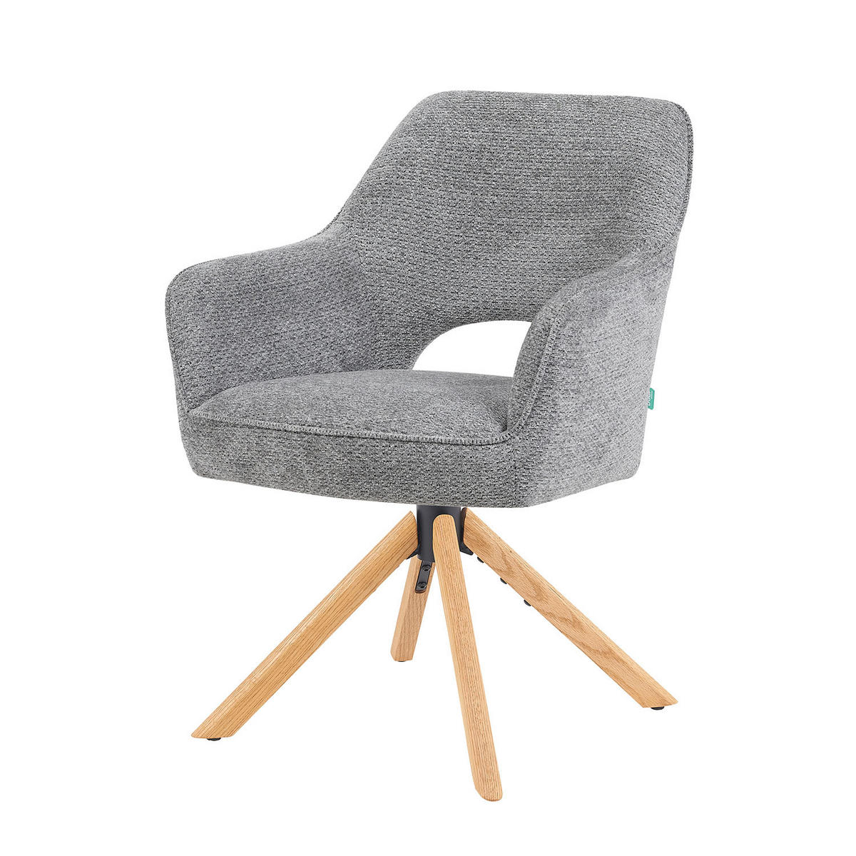 DREHSTUHL Mika-Lara 2er-Set - Honigeiche/Dunkelgrau, Eichenholz/Holz (60/87/65cm) - DUBI Möbel