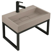 WASCHBECKEN Konglomerat Rea Goya Taupe 60cm +waschtischplatte - Beige, Keramik (37/14/50cm) - REA
