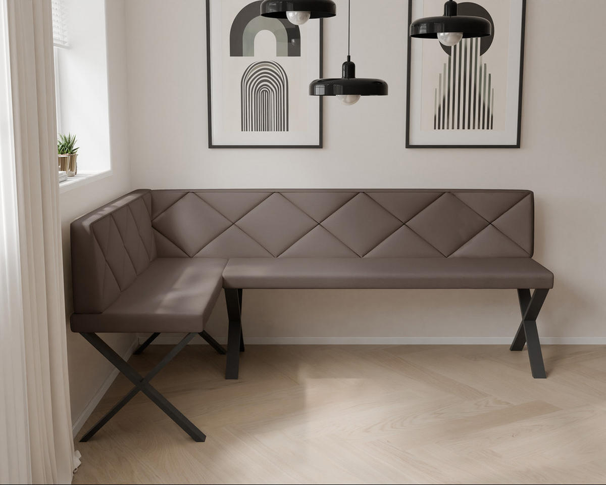 ECKBANK links VERO X Kunstleder gesteppt, 128/168 cm Braun - Braun, Kunststoff/Textil (128/168cm) - Idohome
