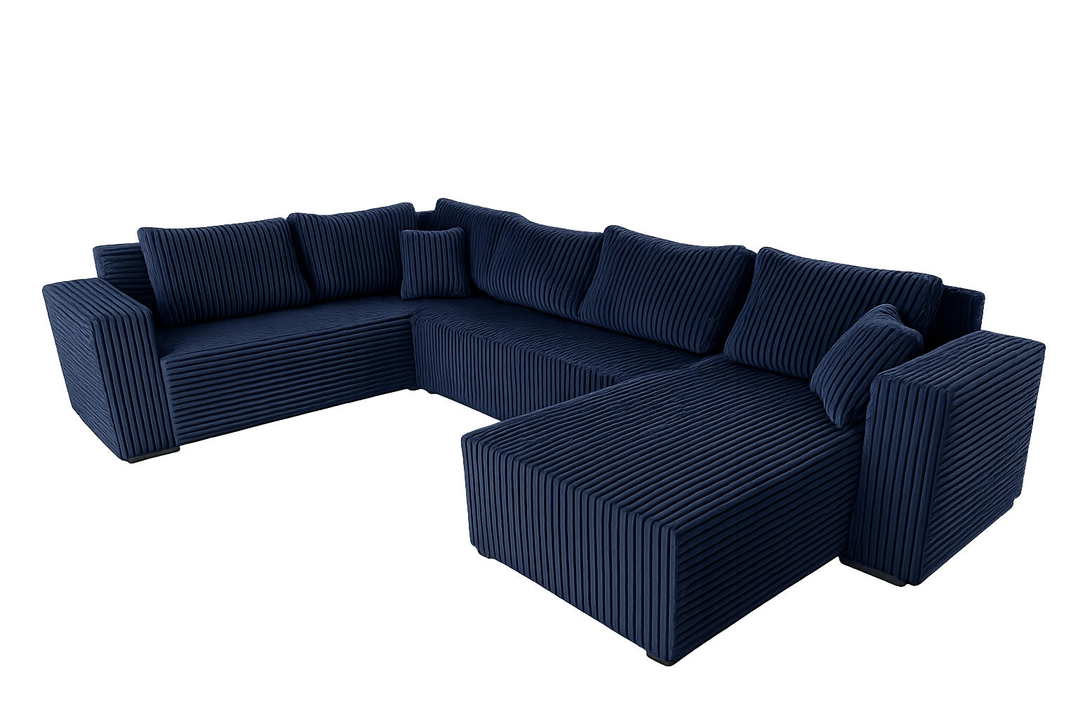 WOHNLANDSCHAFT Stylo U-Form mit Schlaffunktion & Bettkasten – Ecksofa in Cord Tilia – Breite 315 cm Blau - Blau, Kunststoff (314/90/215cm) - Wohnideebilder