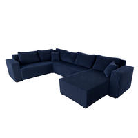 WOHNLANDSCHAFT Stylo U-Form mit Schlaffunktion & Bettkasten – Ecksofa in Cord Tilia – Breite 315 cm Blau - Blau, Kunststoff (314/90/215cm) - Wohnideebilder