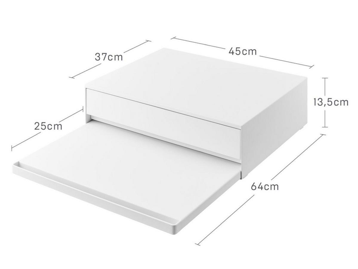 ARBEITSPLATTEN-AUSZIEHTABLETT Tower weiß 45/13/37 cm mit 1 Schublade - Weiß, Metall (45/13/37cm) - Yamazaki
