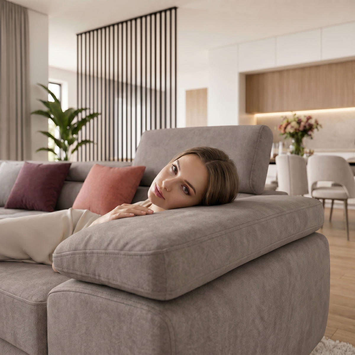 ECKSOFA WILD XXL Links mit Schlaffunktion 125x240 Velours Beige - Beige/Silberfarben, Holz/Textil (400/200cm) - Muffo