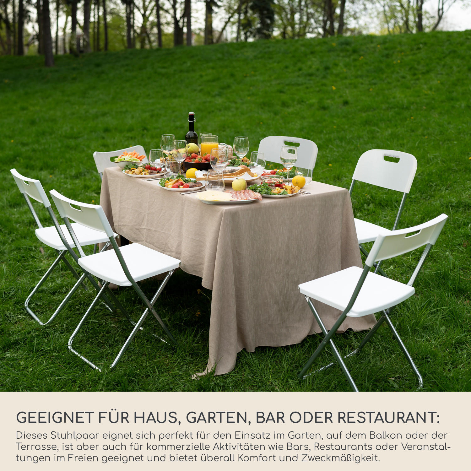 GARTENSTÜHLE 2er Set Weiß Grau 45/50/88 cm - Weiß, Kunststoff (45/88/50cm)