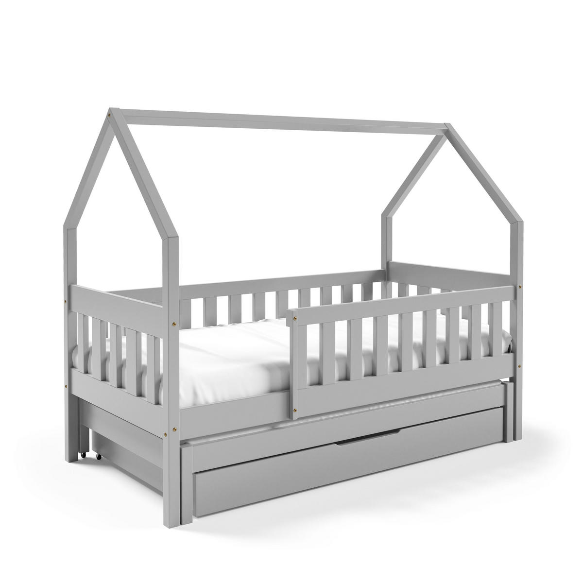 KINDERBETT BAMBINA mit Bettkasten 80x160 cm Hellgrau - Hellgrau, Holz (80/160cm) - MASSENO